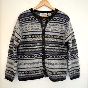 Portraits by northern fair isles medium hand knit Cardigan wool mohair Nordic
